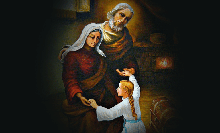  São Joaquim e Santa Ana com Nossa Senhora criança