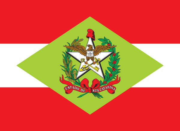 imagem da bandeira do Estado de Santa Catarina, que tem esse nome em homenagem à Santa Catarina de Alexandria.