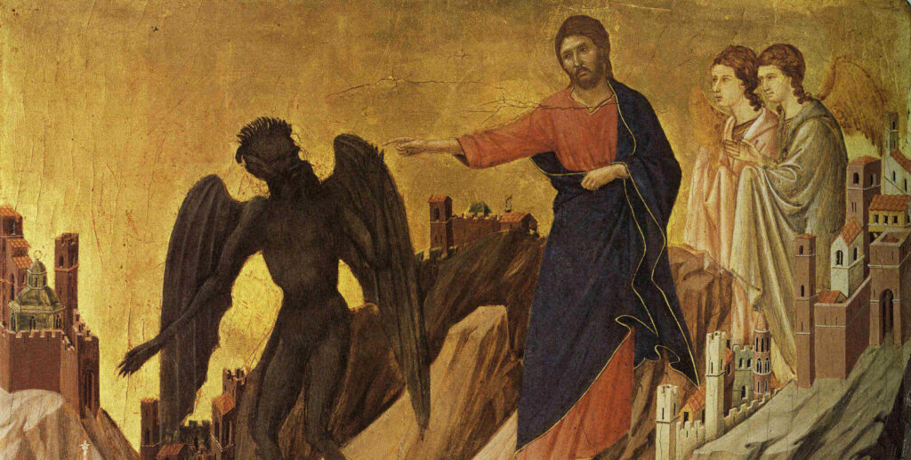 Jesus sendo tentato no deserto, a expressão máxima da quaresma.