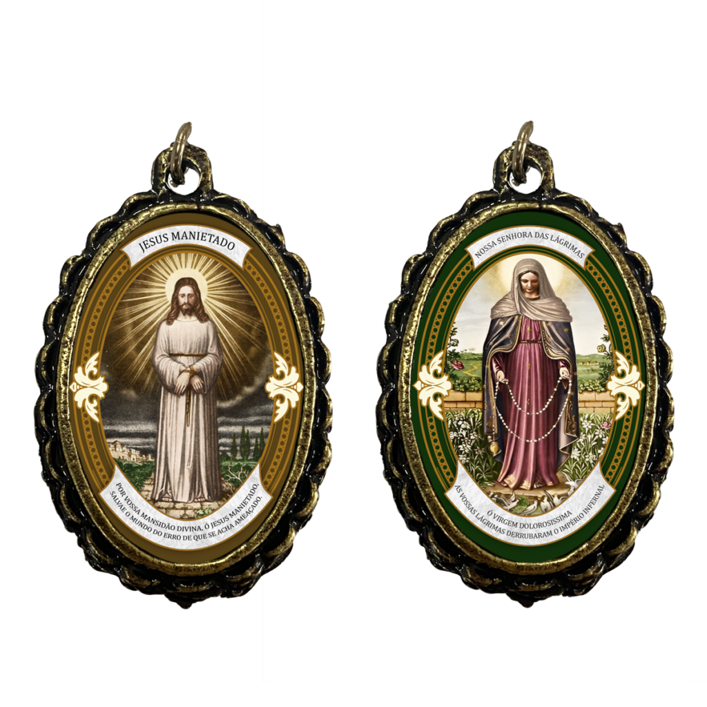 Medalha de Nossa Senhora das Lágrimas e de Jesus Manietado.