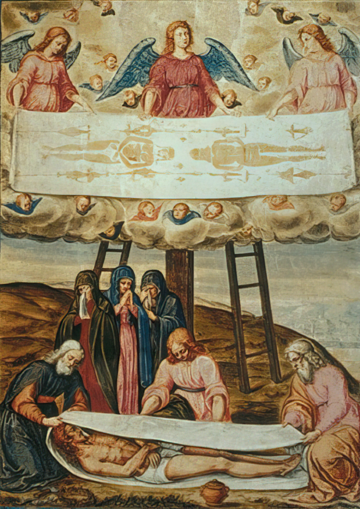 pintura do santo sudário. 