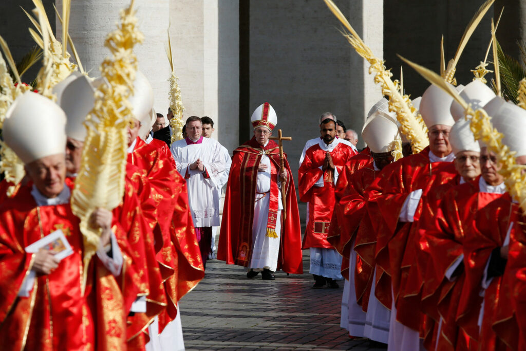 Papa Francisco na celebração de Domingo de Ramos.