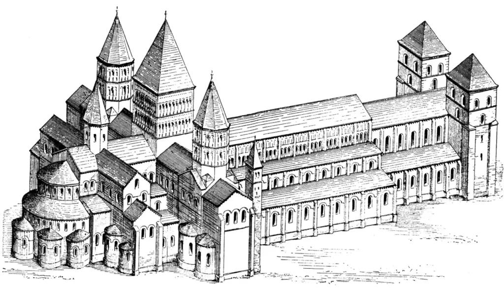 Representação da Abadia de Cluny durante o século de ferro.