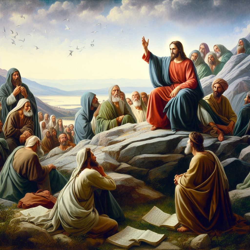 Jesus no sermão da montanha.