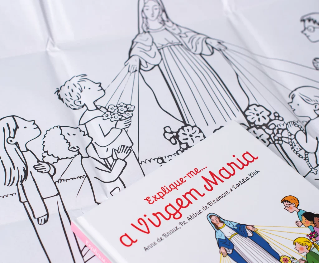 livro católico para crianças sobre a virgem maria.